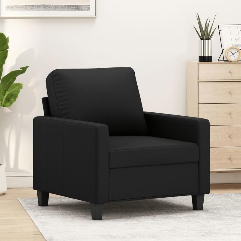 Zwarte Fauteuil – Lounge Stoel – Armstoel – Relaxstoel – Leunstoel – Stevig Houten Frame – Handmatige Kantelfunctie