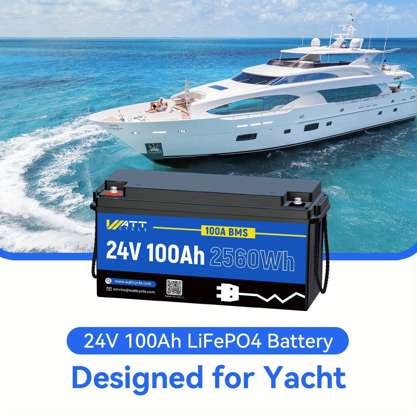 Accubatterij – Oplaadbare Accu – Lithium Accu – LiFePO4 Batterij – 24V 100Ah – Hoog Vermogen 2560W – Lage Temperatuur Beveiliging