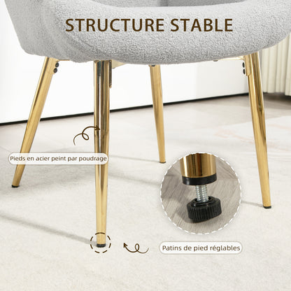 Fauteuil – Lounge Chair – Leunstoel – Relaxstoel – Zitstoel – Met Voetenbank – Ergonomische Hoog Rugleuning – Goudkleurige Metalen Pootjes – Grijs Stof – Modern Design