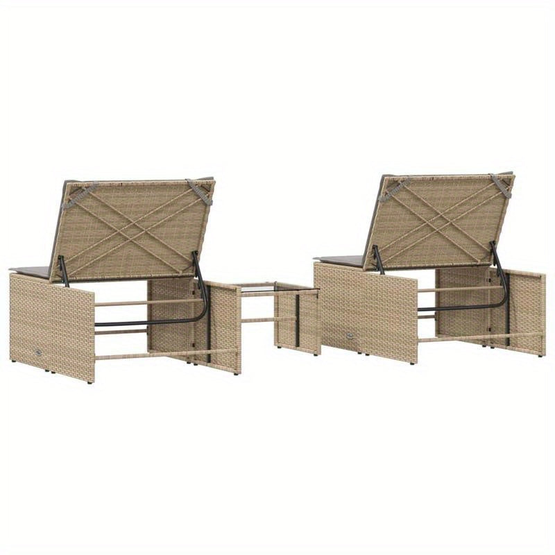 Loungestoel – Tuinstoel – Balkonstoel – Relaxstoel – Loungebank – Beige Poly Rattan – Ergonomisch Design – Weerbestendig