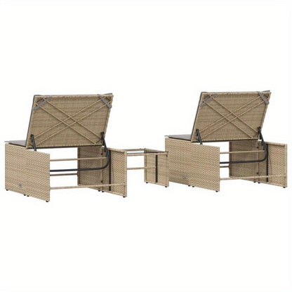 Loungestoel – Tuinstoel – Balkonstoel – Relaxstoel – Loungebank – Beige Poly Rattan – Ergonomisch Design – Weerbestendig
