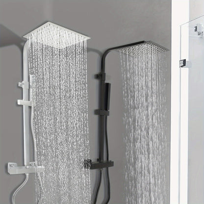 Thermostatische Regendouche – Regendouche Set – Douchekop – Handdouche – Douche Systeem – Mat Zwart – 25x25 cm – Verstelbare Hoogte