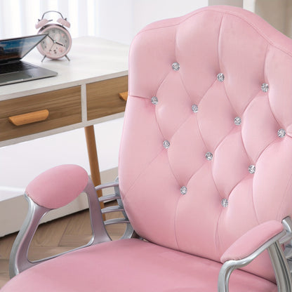 Bureaustoel – Ergonomische Stoel – Office Chair – Draaistoel – Bureaustoelen Voor Volwassenen – Roze Kleur – Houten Frame – Schommelfunctie – Verstelbare Hoogte – Max 120 Kg