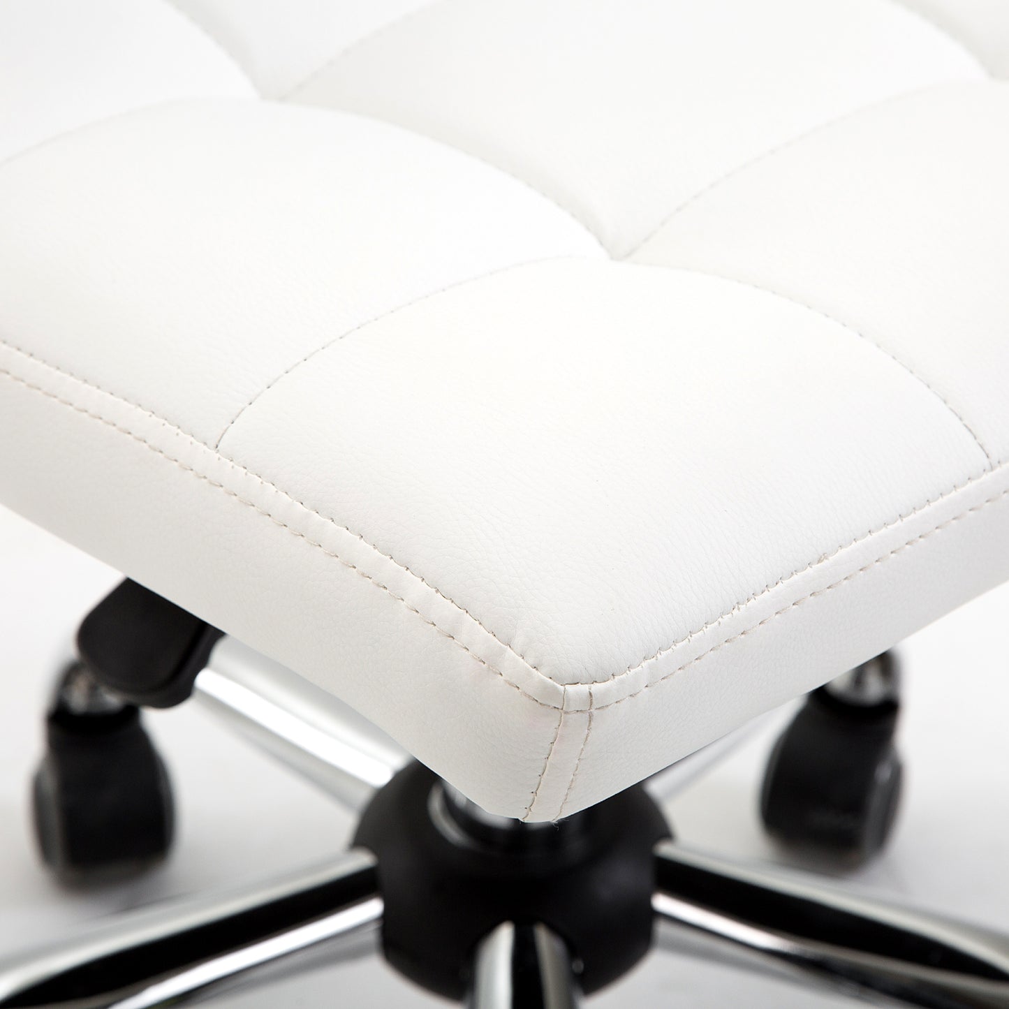 Bureaustoel – Bureaustoel Draaibaar – Bureaustoel Kunstleer – Draaistoel – Kantoorstoel Wit – Kunstleren Bekleding – Robuust Stalen Frame