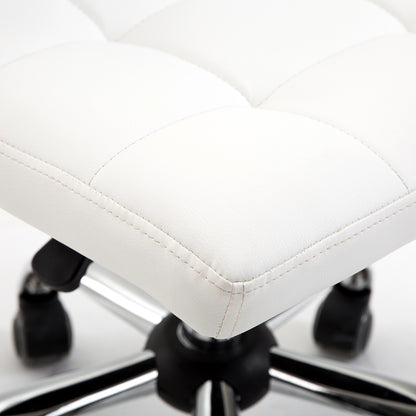 Bureaustoel – Bureaustoel Draaibaar – Bureaustoel Kunstleer – Draaistoel – Kantoorstoel Wit – Kunstleren Bekleding – Robuust Stalen Frame