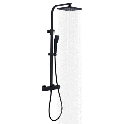 Thermostatische Douchekraan Set – Douchekraan – Badkraan Set – Handdouche – Douchekop Met Slang – Roestvrij Staal – Constante Temperatuurregeling – Wandmontage