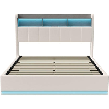 Tweepersoonsbed 140x200 cm – Bed Met Opberglades – Ladebed – Opbergbed – Velvet Bed – Grijs Bekleed – 3 Ruime Lades – Stevig Met Houten Lattenbodem