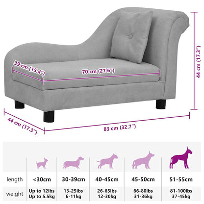 Dierenbank – Huisdieren Sofa – Hondenbed – Kattenmand – Zacht Dierenkussen – Grijs – Stevig Houten Frame – Wasbare Polyester Hoes