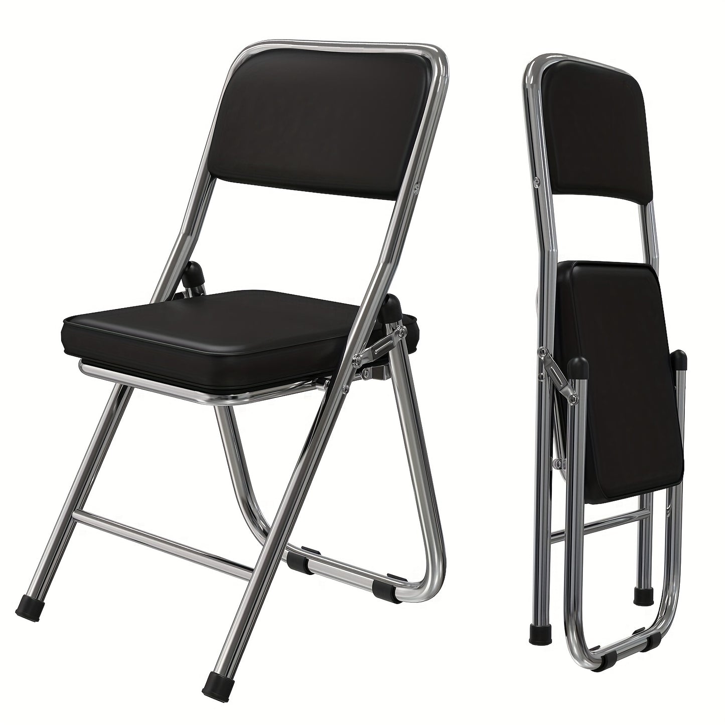 Set van 4 Leren Eetkamerstoelen – Zwarte Lounge Stoelen met Comfortabele Bekleding – Geschikt voor Keuken, Restaurant, Feest of Vergaderruimte