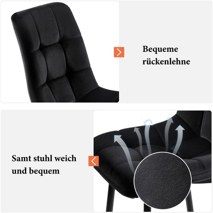 Eetkamerstoel – Stoel – Dining Chair – Designstoel – Velours Stoel – Set van 4 – Fluwelen Bekleding – Metalen Poten – Zitbreedte 44 cm – Puntig Modern Design