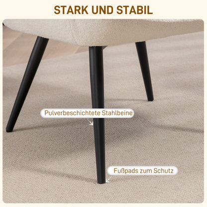 Fauteuil – Armstoel – Relaxstoel – Loungefauteuil – Zithoekstoel – Crème Kleur – Polyester Bekleding – Metalen Pootjes – 71x77x102 cm