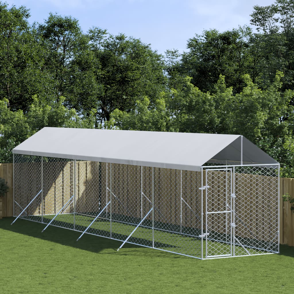 Buitenren Hondenren Dierenren Hondenhok Kippenren – 2x10x2,5 Meter – Gegalvaniseerd Staal & Waterdicht Dak