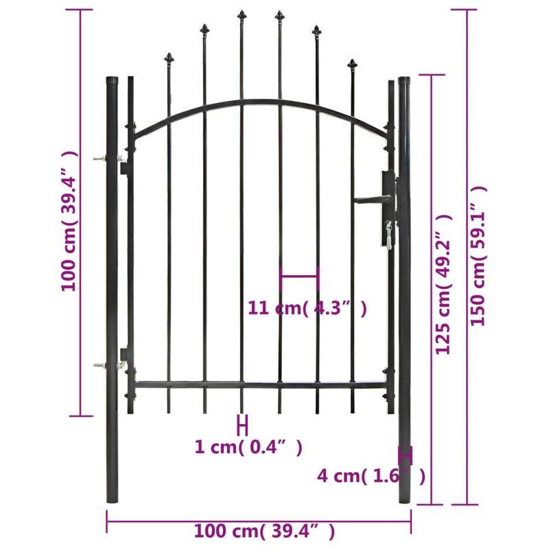 Tuinpoort – Tuindeur – Tuingaas – Hek – Poort – Zwart Stalen Design – 1x1,5 Meter – Eenvoudig Te Monturen – Verhoogde Tuinbeveiliging