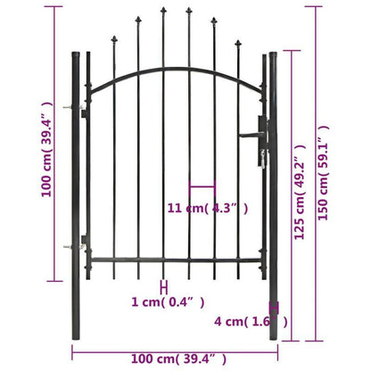 Tuinpoort – Tuindeur – Tuingaas – Hek – Poort – Zwart Stalen Design – 1x1,5 Meter – Eenvoudig Te Monturen – Verhoogde Tuinbeveiliging