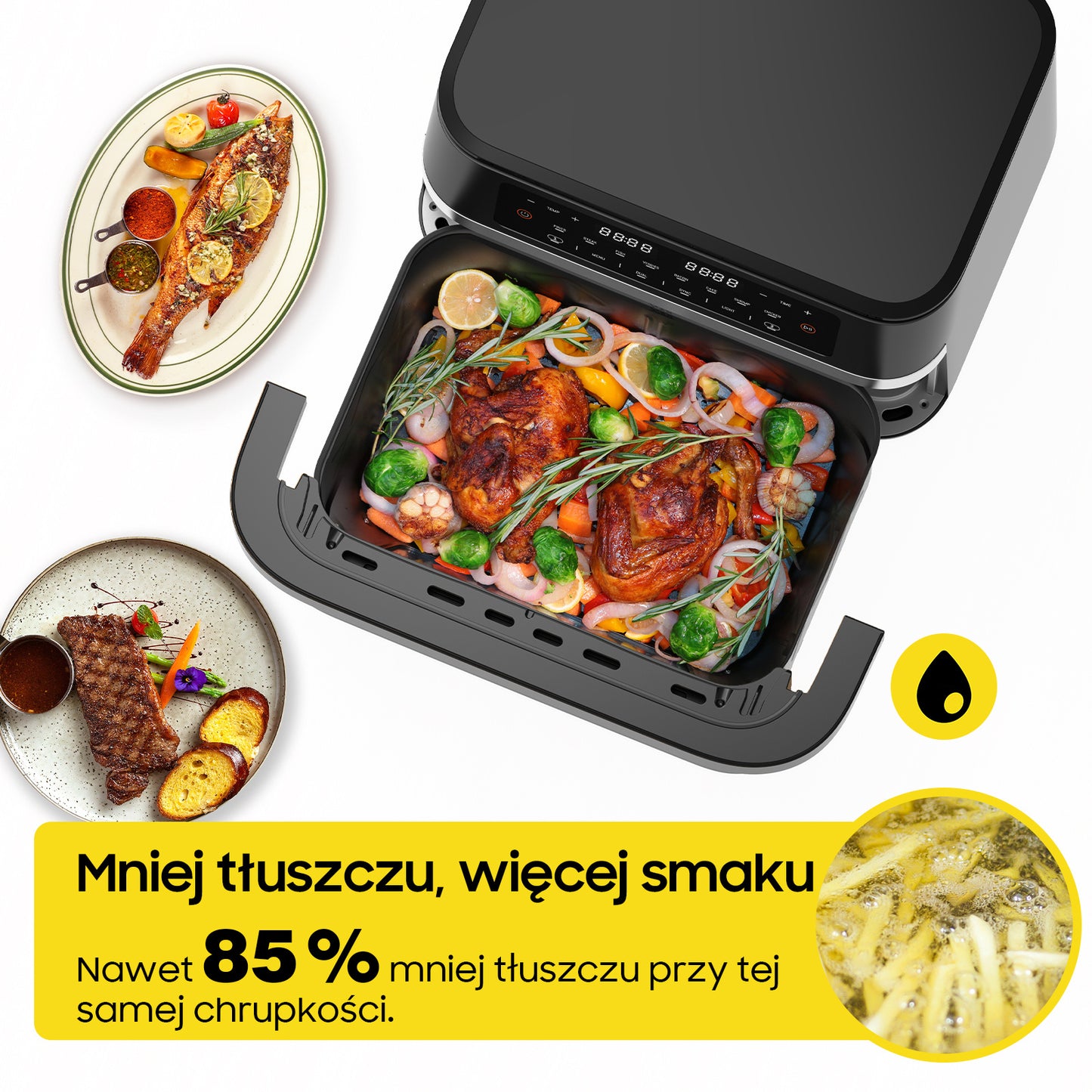 Airfryer – Heteluchtfriteuse – Digitale Friteuse – Gezond Koken – XXL 11L – 2950W Vermogen – Dual-Zone Met Verwijderbare Divider