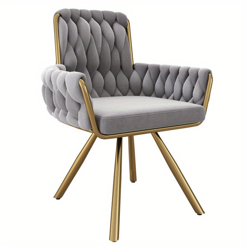 Schommelstoel – Relaxstoel – Fauteuil – Voedingsstoel – Loungestoel – Velvet Grijs – Set Van 4 – Met Metalen Poten – Comfortabele Zitting