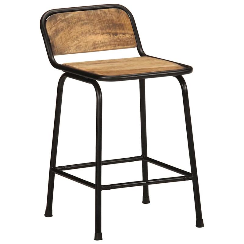 Bar stool 2pcs 46x35.5x70cm rough mango solid wood, Bar Seating, Kitchen Stools, Minimalist Stools, Modern Bar Stools, Hardwood Construction, Durable Stools
