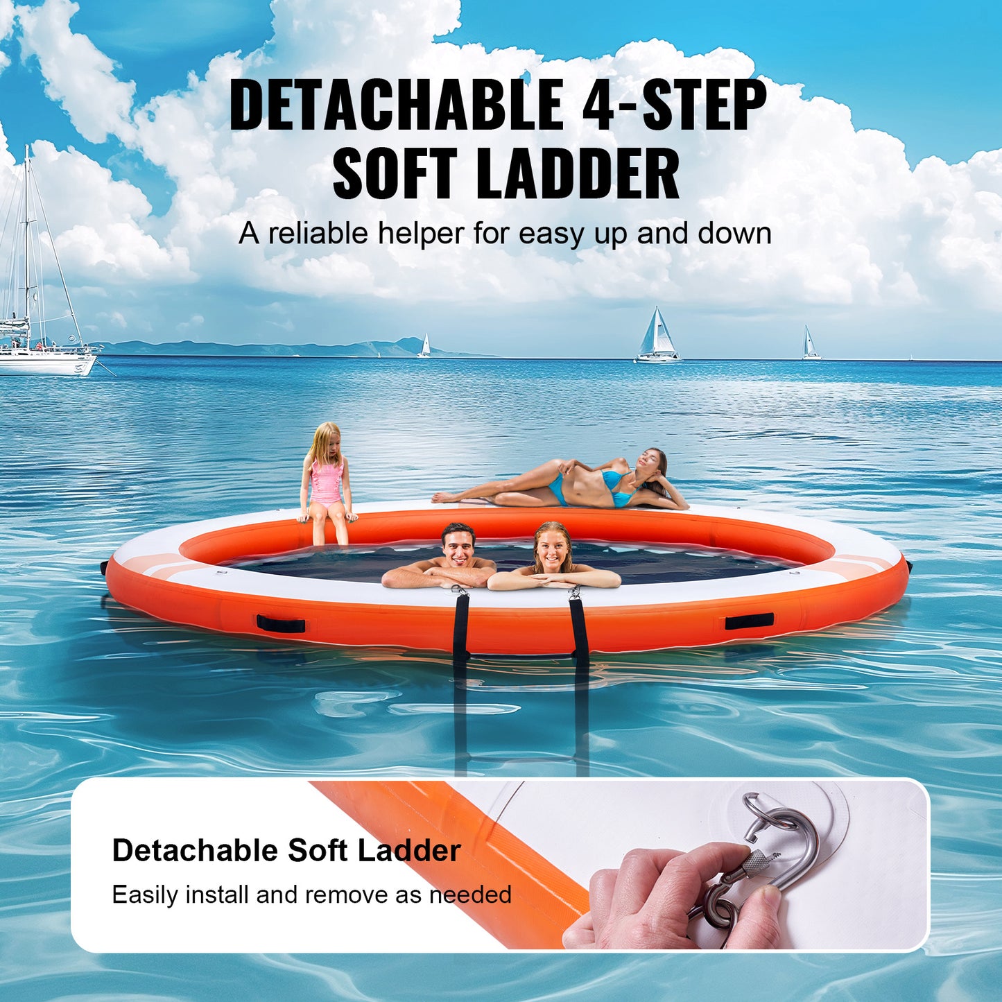 Zweefvlot – Drijfplatform – Zwemvlot – Watermat – Inflatable Vlot – Trampoline Gedeelte – 10 Voet Diameter – Duurzaam 2700g/m² PVC Met Antislip