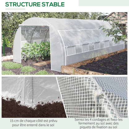 Tuinhuisje – Tuinkas – Kas – Kweekkas – Serre – 18 m² – Gegalvaniseerd Stalen Frame – UV-bestendig PE-zeil wit