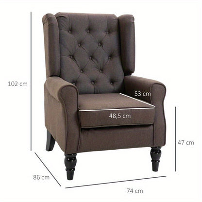 Fauteuil – Relaxstoel – Zetel – Leesstoel – Stoel – Ergonomisch Design – Polyester vulling – Houten Poten – Bruin – 76x86x108 cm – Stevige Rugleuning – Gemakkelijk Schoonmaakbaar