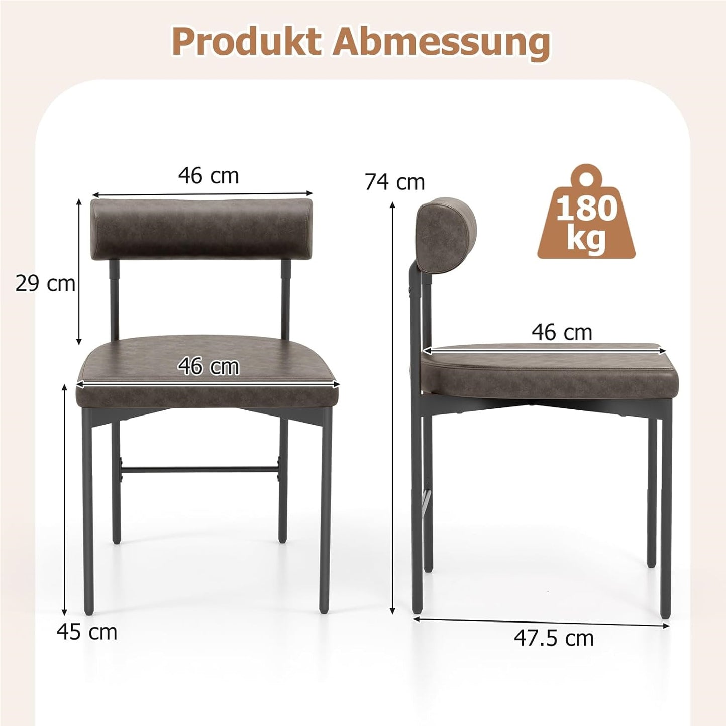 Eetkamerstoelen – Stoelen – Keukenstoelen – Design Stoelen – Armloze Stoelen – Ergonomisch Comfort – Grijs PVC Kunstleer