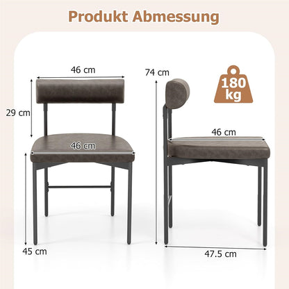 Eetkamerstoelen – Stoelen – Keukenstoelen – Design Stoelen – Armloze Stoelen – Ergonomisch Comfort – Grijs PVC Kunstleer