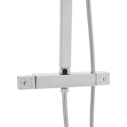 Douchekop – Regendouche – Hoofddouche – Handdouche – Doucheset – Thermostatisch – 30 cm Vierkant – Messing & Roestvrij Staal – Constante Watertemperatuur – Compacte Wandmontage