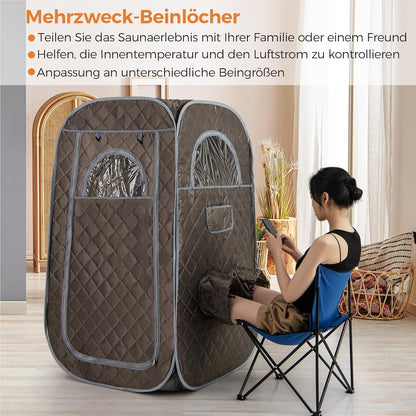 Draagbare Stoomsauna – Mobiele Sauna – Thuis Sauna Tent – Inklapbare Sauna – Persoonlijke Sauna – 3L Stoomgenerator – Afstandsbediening & Timer – Grijs
