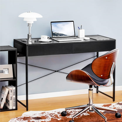 Bureau – Computerbureau – Bureautafel – Werkplek – Schrijftafel – Met 2 Lades – Industrieel Design – 112x48x76 cm – Metaal