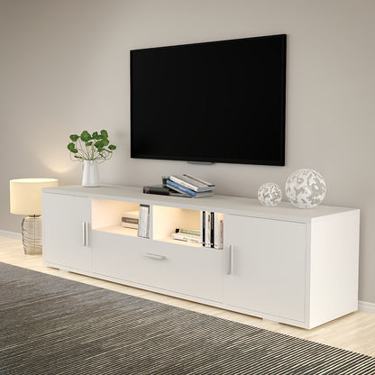 TV-Meubel – Tv-Kast – Tv-Stand – Tv-Dressoir – Mediameubel – Wit – 160 cm Breed – Dubbele Deuren & Lade