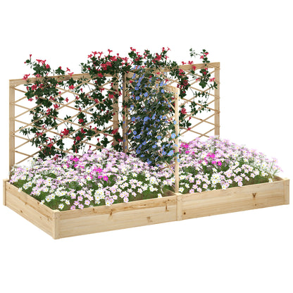 Bloembak – Plantenbak – Tuinbak – Plantenbak Met Klimrek – Bloembak Hout – Verhoogd Tuinbed – Natuurlijk Gelakt Dennenhout – 222x114x109 cm