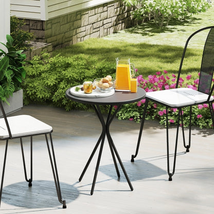 Ronde Tuintafel – Bistrotafel – Bijzettafel – Terrastafel – Campingtafel – Zwart – Weerbestendig Stalen Blad – Draagkracht 50 kg