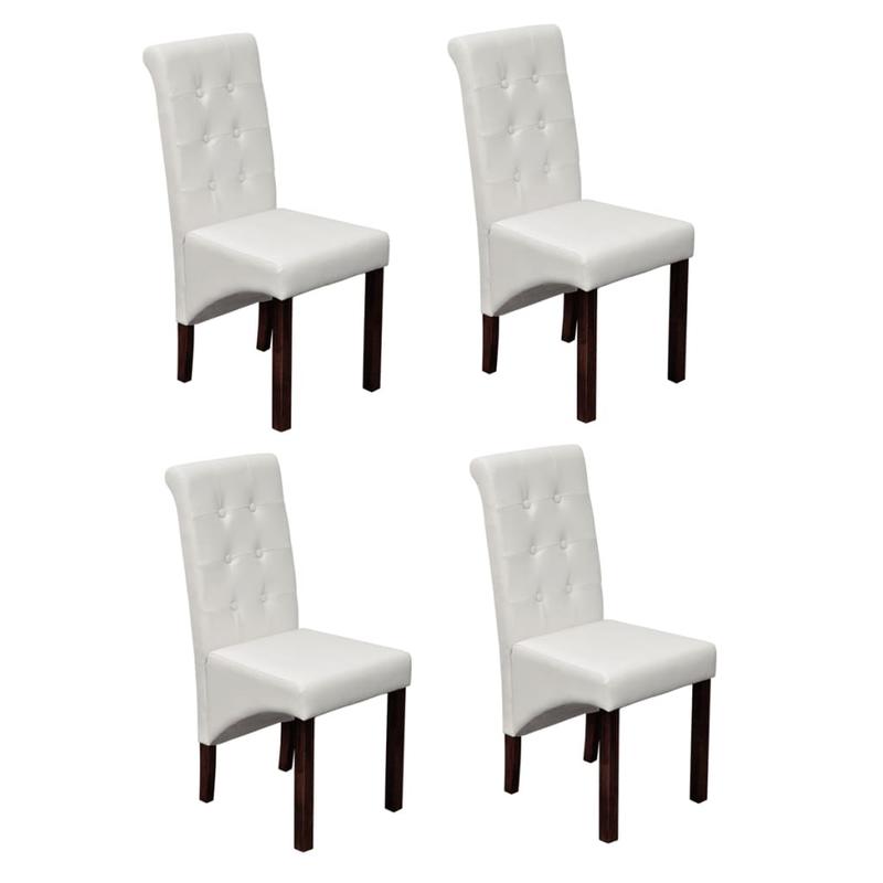 Eetkamerstoelen – Stoelen – Restaurantstoelen – Stapelstoelen – Designstoelen – Set Van 4 Wit – Synthetisch Leer – Comfortabel En Onderhoudsvriendelijk