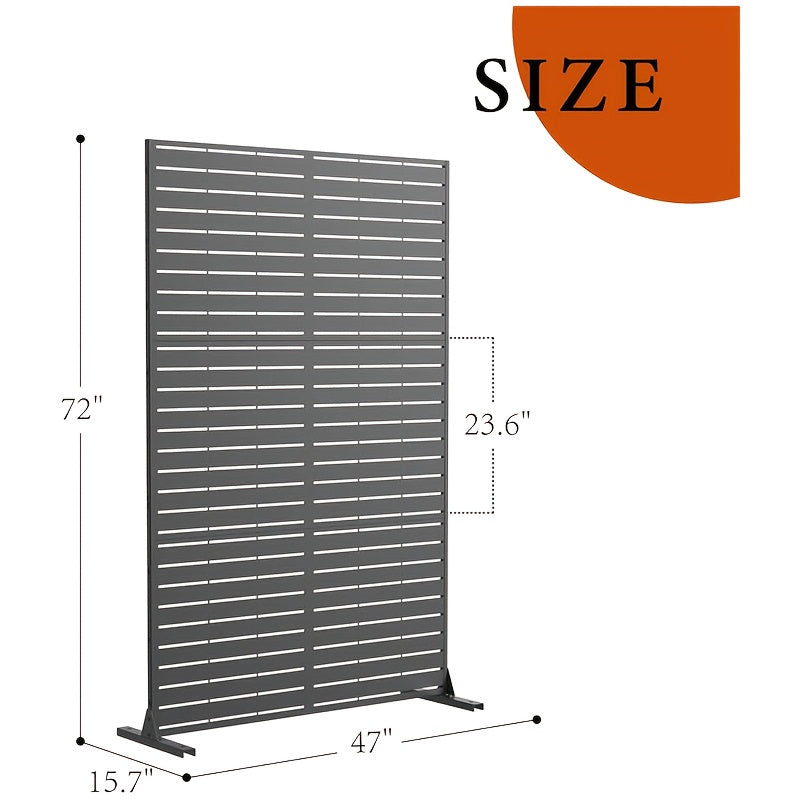 Extra Long 182.88cm Metal Privacy Screen Outdoor/Indoor - Heavy-Duty Freestanding Fence Panel with Stable Base, Modern Design - No Assembly Required, Weatherproof Room Divider for Garden, Patio, Balcony, Poolside - Decorative