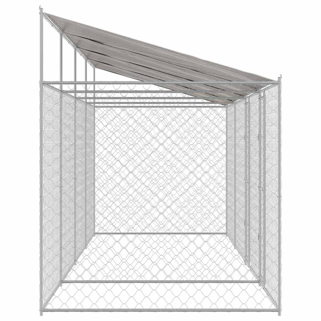 Hondenren Buiten – Hondenhok Tuinren Kennel Dierenren – Voor Grote Honden – Gegalvaniseerd Staal – Afneembaar Polyethyleen Dak – 2,56 x 2,00 x 0,80 m