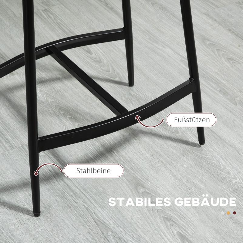 Barstoel – Barstoel Met Rugleuning – Keukenstoel – Kruk – Barkruk – Gestoffeerde Zitting – Stalen Frame – Max 120 Kg Draagkracht – Counterhoogte