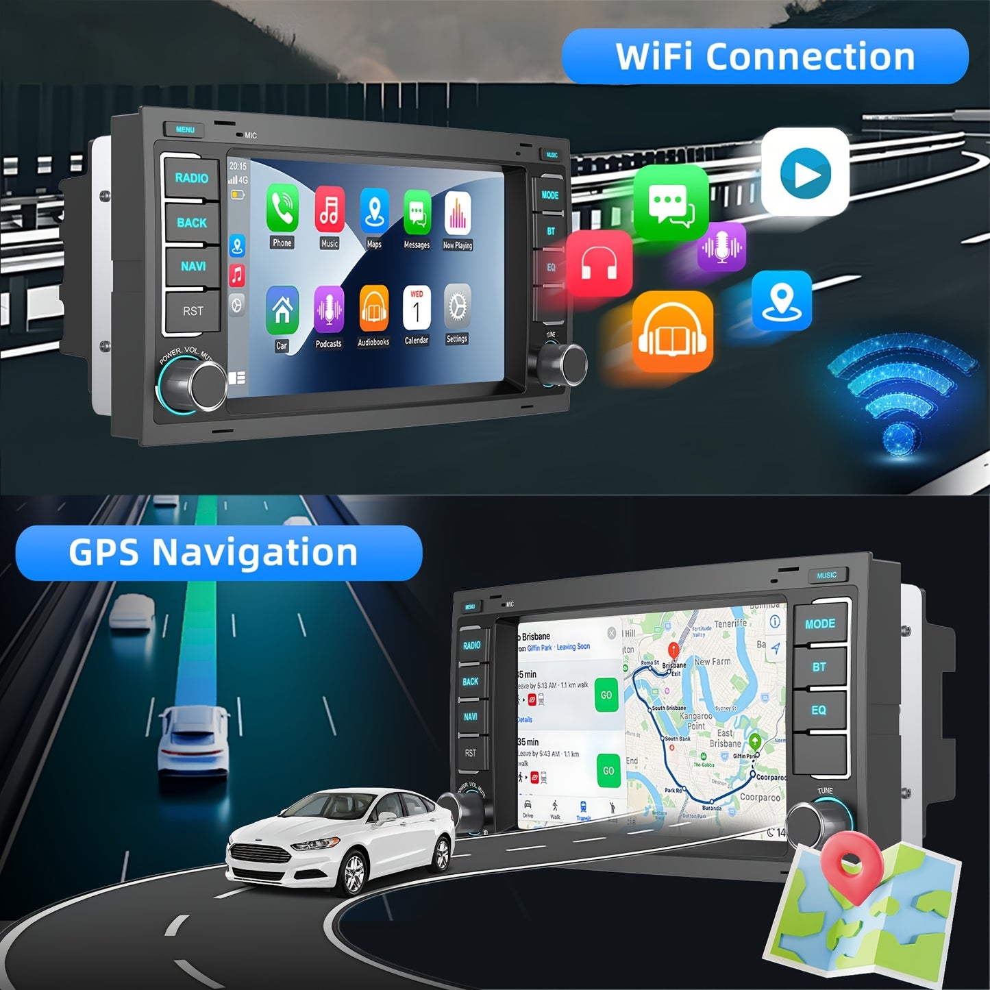 Autoradio – Android Autoradio – Car Audio – Multimedia Speler – Auto Stereo – 7 Inch HD Touchscreen – Android 14 Met Wireless CarPlay & Android Auto