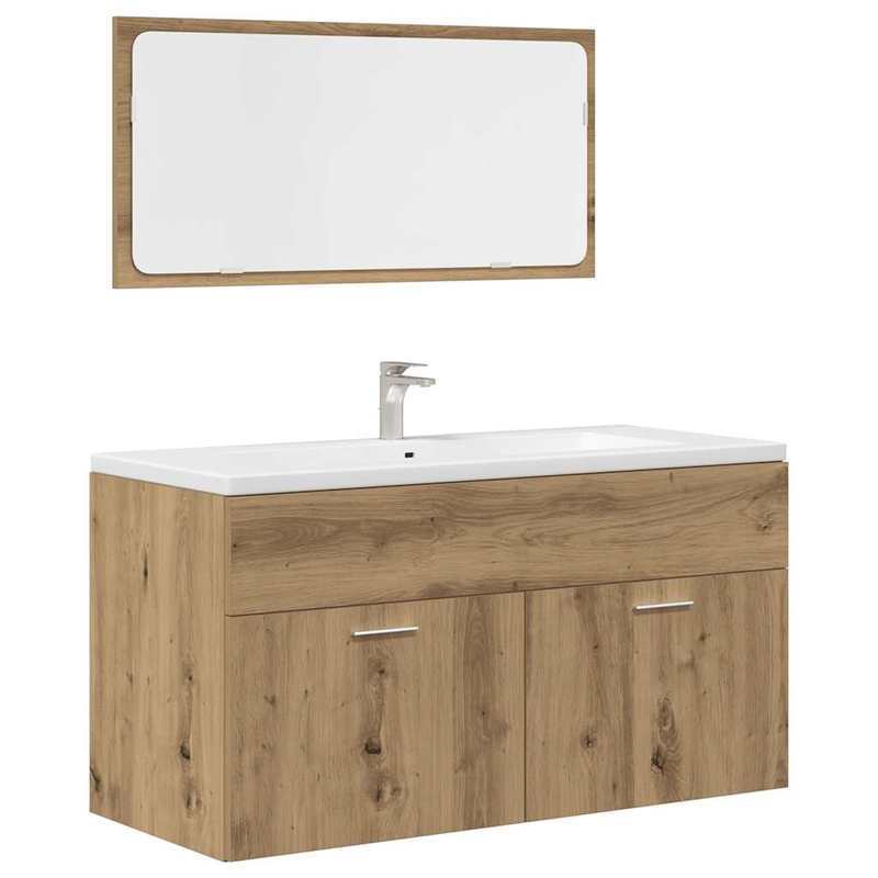 Badkamermeubelset – Badkamerkast – Opbergmeubel – Toiletmeubel – Meubels voor Badkamer – Artisan Eikenhout Look – Duurzaam Hardhout & Vezelplaat – Compact & Functioneel Ontwerp
