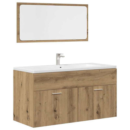 Badkamermeubelset – Badkamerkast – Opbergmeubel – Toiletmeubel – Meubels voor Badkamer – Artisan Eikenhout Look – Duurzaam Hardhout & Vezelplaat – Compact & Functioneel Ontwerp