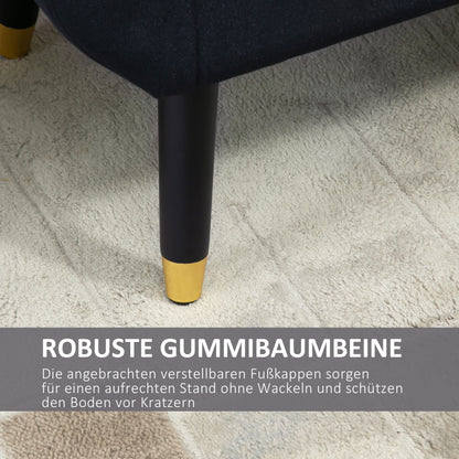 Opbergbank – Opbergbankje – Zitbank Met Opbergruimte – Halbank – Opbergkist – Fluweel Bekleding – Houten Poot – 107x42x65 cm – Zwart