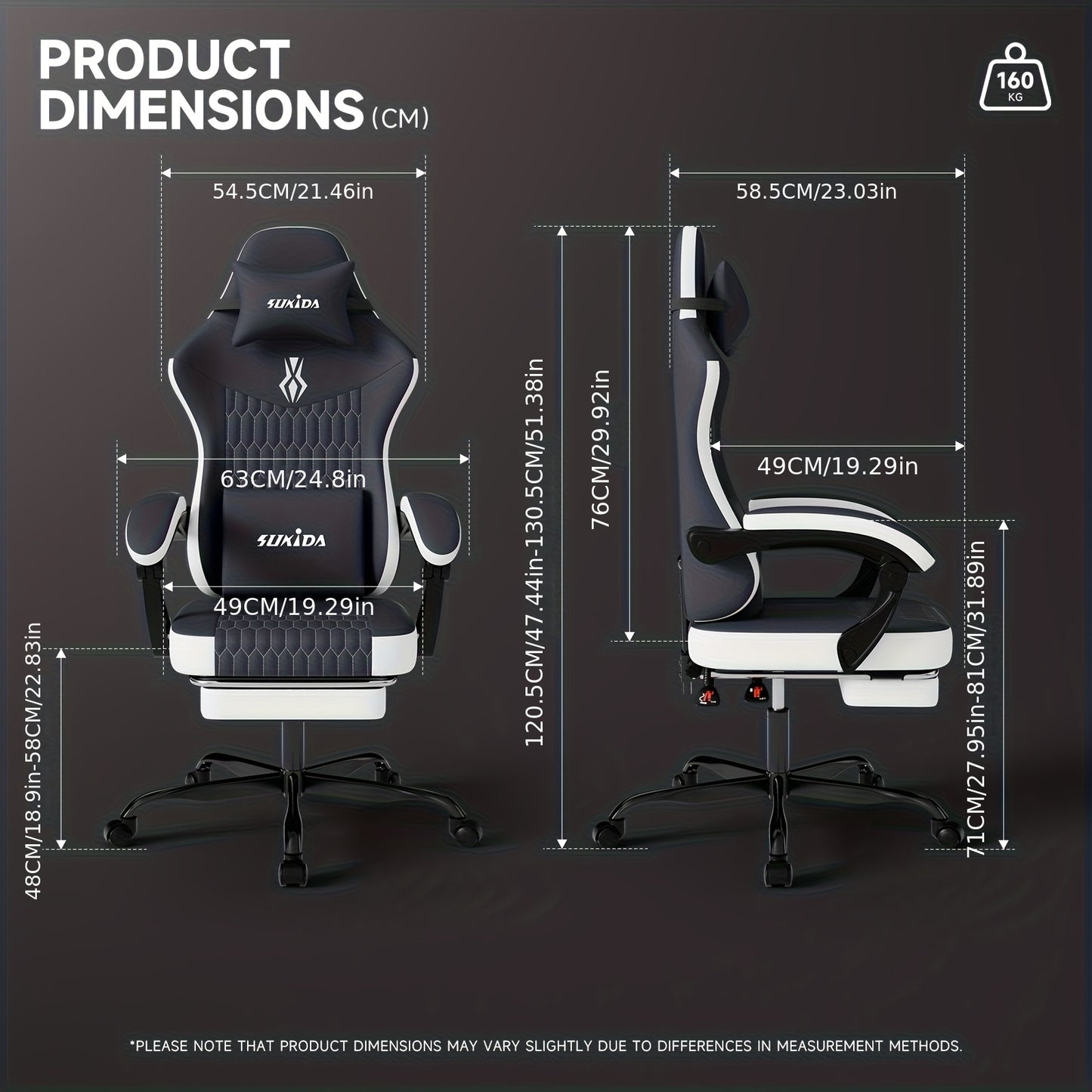Gamingstoel – Gamestoel – Gaming Chair – Game Stoel – Bureaustoel – Ergonomisch Design – Verstelbare Hoogte & Rugleuning – Voetsteun & Lendensteun – Zwart/Wit