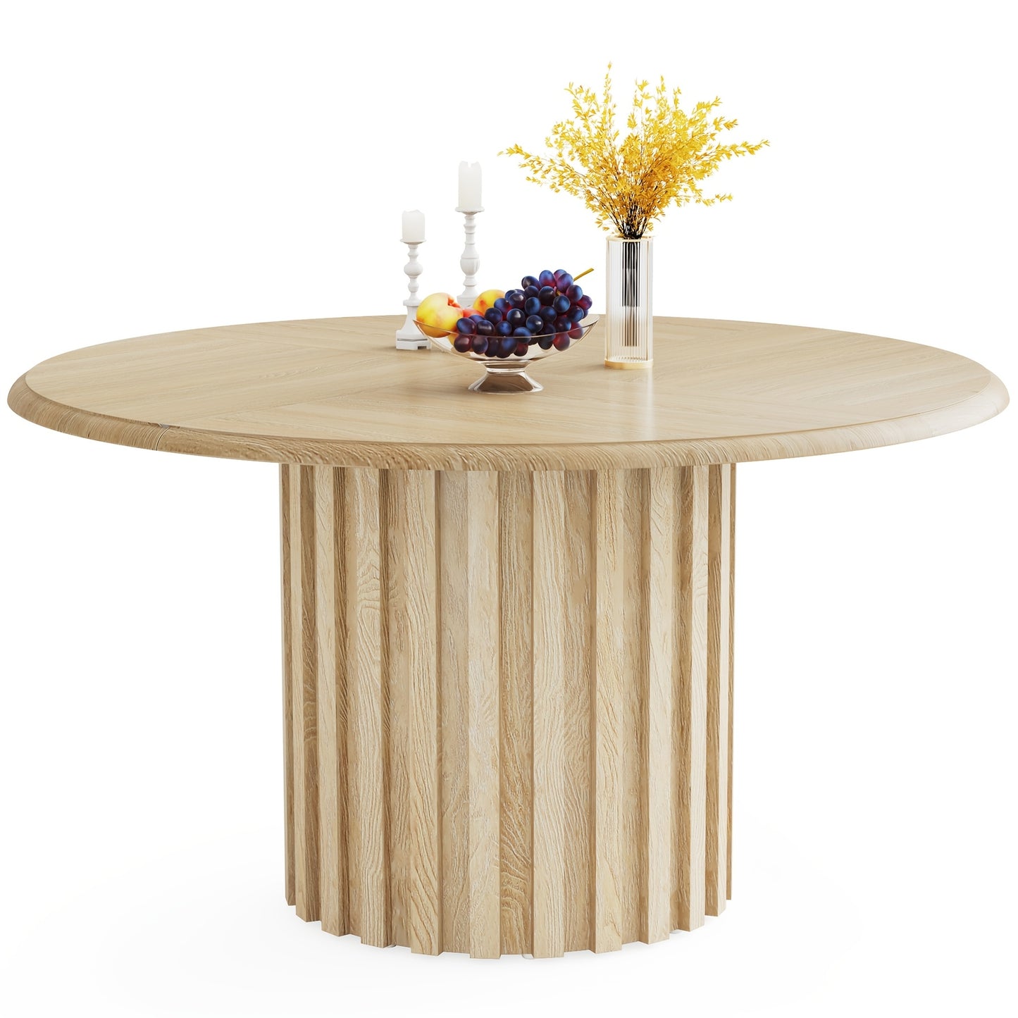 Ronde Eettafel – Ronde Tafel – Eetkamertafel – Keukentafel – Eethoektafel – Compact Design – Gelamineerd Spaanplaat & Metalen Onderstel – 119,99 cm Diameter
