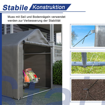 Fietsenstalling – Bike Shelter – Fietsenhok – Fietsenberging – Buitenberging – Ruime Afmetingen 160x220x165 cm – Waterdicht PE Materiaal & Stevig Stalen Frame