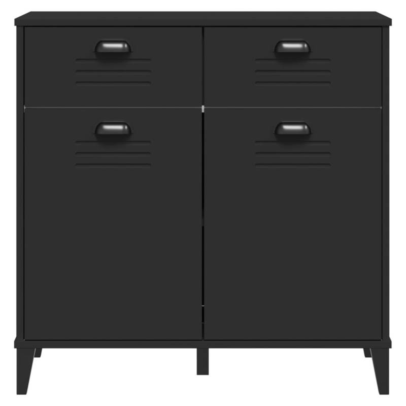 Modern Black Hardwood Storage Cabinet with Lockable Doors & 4-Drawer Heavy-Duty Construction - Large Capacity Multi-Purpose Furniture for Living Room, Bedroom, Kitchen - Sturdy Floor-Standing Organizer with Spacious Top Surfa