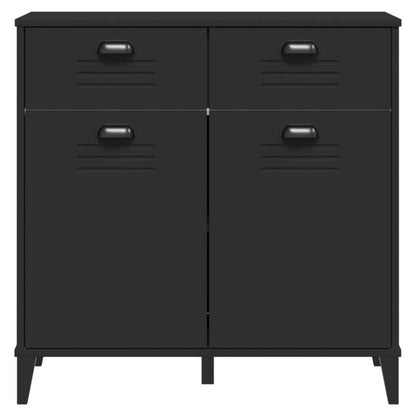 Modern Black Hardwood Storage Cabinet with Lockable Doors & 4-Drawer Heavy-Duty Construction - Large Capacity Multi-Purpose Furniture for Living Room, Bedroom, Kitchen - Sturdy Floor-Standing Organizer with Spacious Top Surfa