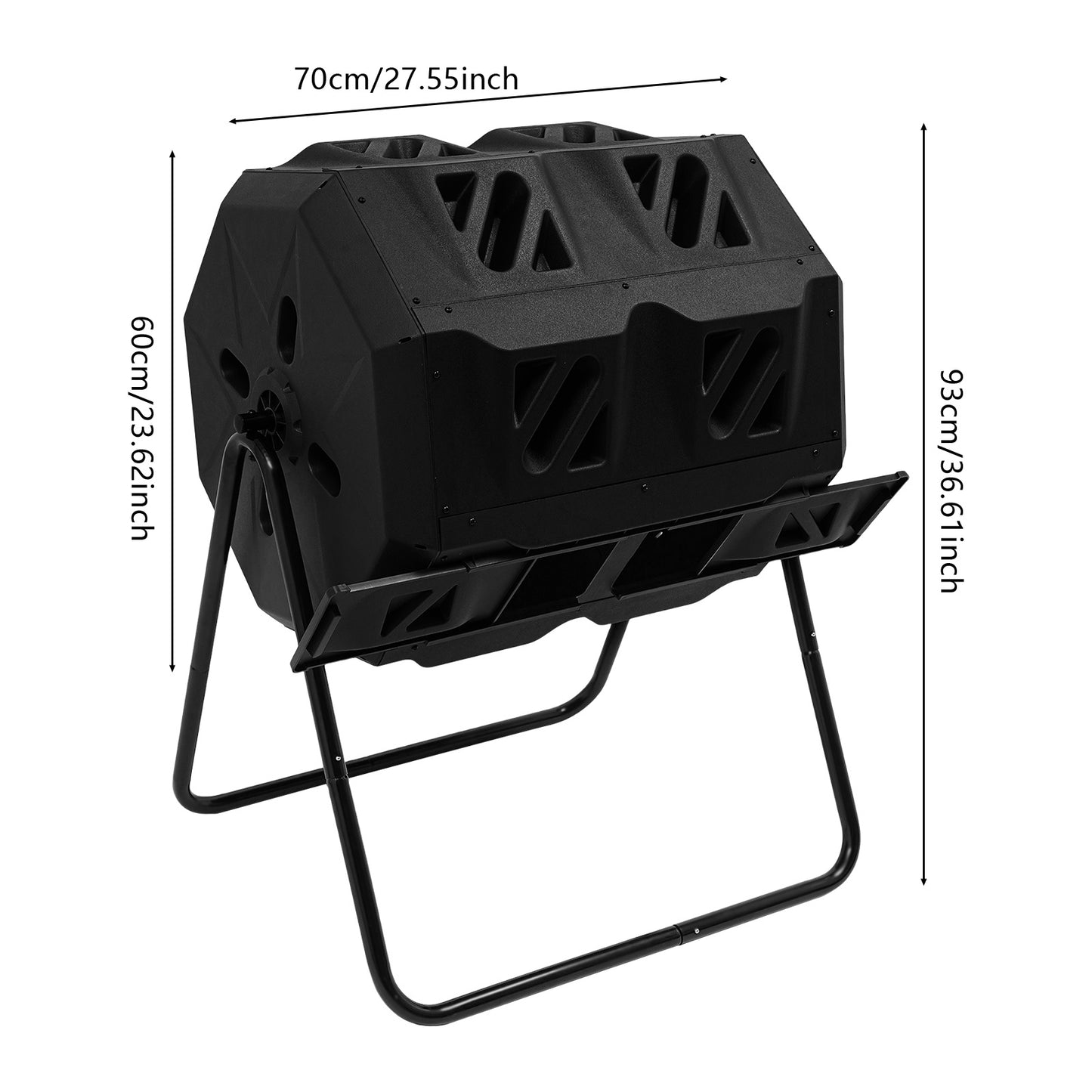 Heavy-Duty Compostbak – Composthoop, Compostvat, Tuincomposteerder, Compostton – Zwart, 133 L – Dubbele Kamers, Weerbestendig Kunststof