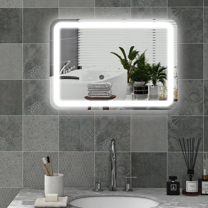 Bathroom Mirror, Illuminated, Touch Control, Fog-Free, Dimmable, 3 Light Colors, 50X70, Silvery