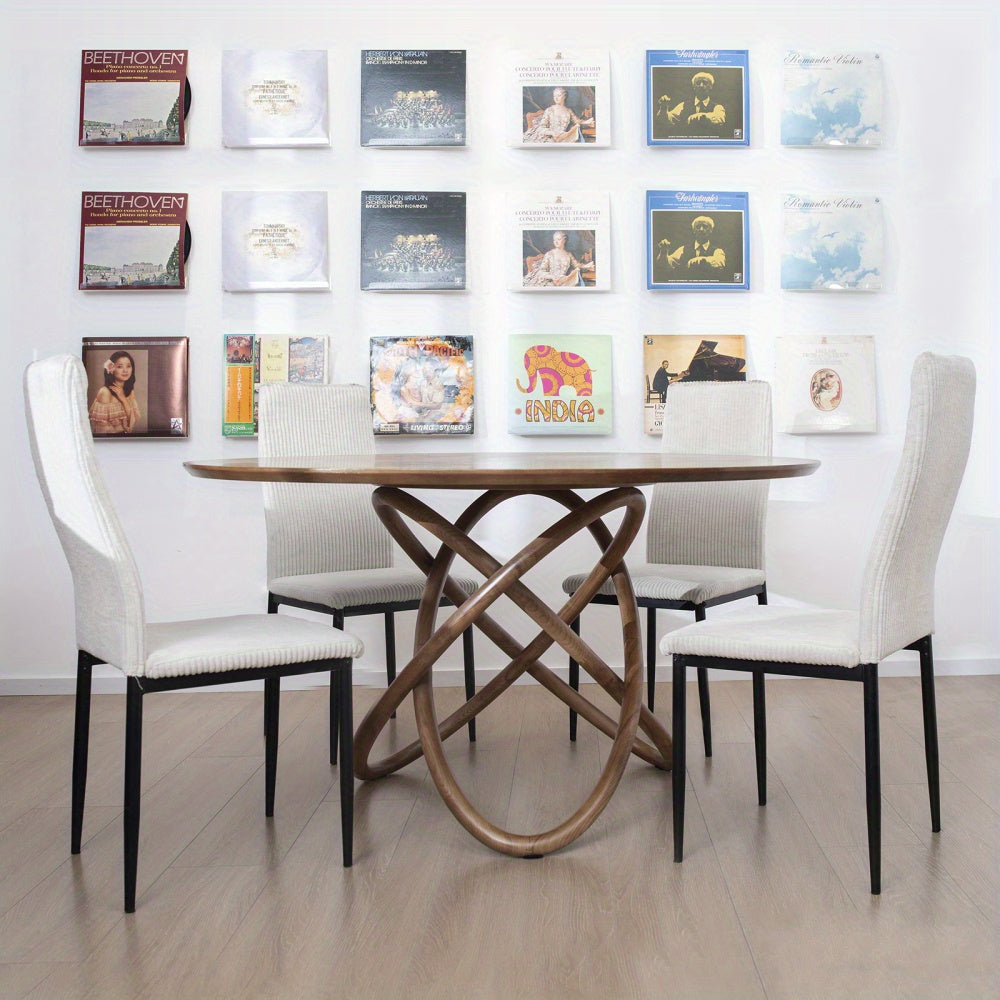 Eetkamerstoelen – Stoelen – Dining Chairs – Eetkamer Stoel Set – Bureaustoelen – Lichtbruin – Metalen Frame – Comfortabele Hoge Rugleuning