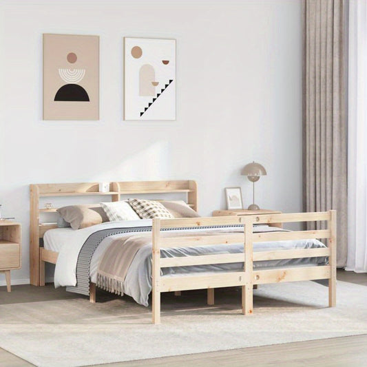 Bedframe – Bedombouw – Tweepersoonsbed – Slaapbank – Ledikant – Massief Dennenhout – Stevig En Duurzaam – Modern Minimalistisch Design