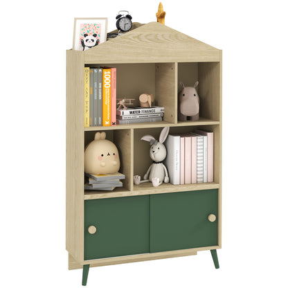 AIYAPLAY 'S Library Bookshelf 'S Storage Shelf 'S Room Toy Storage Furniture with 4 Niches, Cabinet for Playroom, 'S Room, Living Room - 80 X 30 X 140, 5 Cm Green
